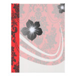damask roses red and black letterhead