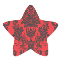 damask roses red and black star stickers