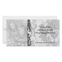 damask roses white and black.ai picture card