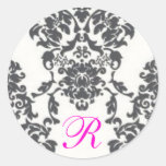 Damask Round Initial Sticker