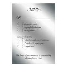 Damask RSVP Wedding Reply Card Black Silver Red Personalized Invite