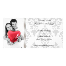 Damask Save the Date Wedding Photo Greeting Card