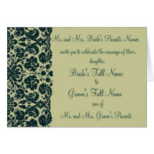 Damask SeaGreen Wedding Invitation Greeting Card