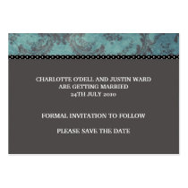 damask silver; save the date business cards