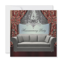 Damask Sofa Chandelier Housewarming Party