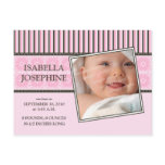 Damask & Stripes Pink Baby Birth Announcement