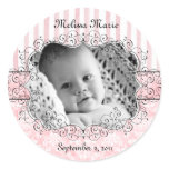 Damask & Stripes Pink Party Favour Stickers
