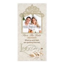 Damask Swan Elegance - Save the Date Photo Greeting Card