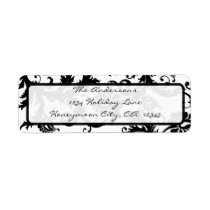 Damask Swirl Black & White Return Address Labels