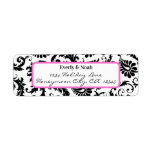 Damask Swirl Bright Pink & Black Address Label