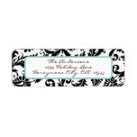 Damask Swirl Light Aqua & Black Address Label