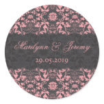 Damask Swirls Lace Black Gift Favor Label Sticker