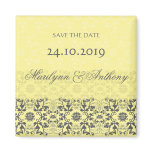 Damask Swirls Lace Butter Save The Date Magnet