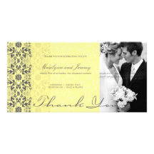 Damask Swirls Lace Butter Thank You Photo Card