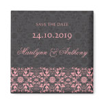 Damask Swirls Lace Charcoal Save The Date Magnet