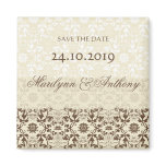 Damask Swirls Lace Coffee Save The Date Magnet