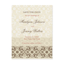 Damask Swirls Lace Coffee Save The Date Postcard