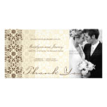 Damask Swirls Lace Coffee Thank You Photo Card