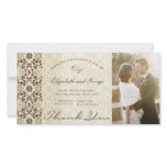 Damask Swirls Lace Coffee Thank You Photo Card