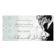 Damask Swirls Lace Dream Thank You Photo Card