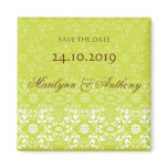 Damask Swirls Lace Lime Save The Date Magnet