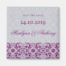 Damask Swirls Lace Orchid Save The Date Magnet