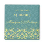 Damask Swirls Lace Peacock Save The Date Magnet