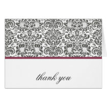 damask thank you card - merlot cards