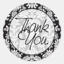 Damask | Thank You Round Stickers