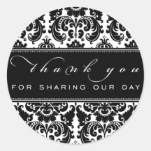 Damask Thank You Sticker