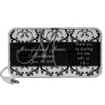 Damask Thank You Wedding Favour Monogram Mini Speakers