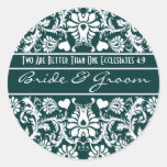 Damask Vintage Floral Wedding Matching Favours Round Sticker