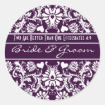 Damask Vintage Floral Wedding Matching Favours Round Sticker