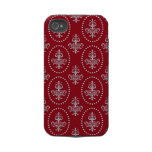 Damask vintage red wallpaper Fleur de lis pattern Iphone 4 Tough Cover