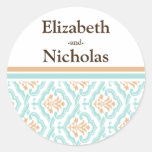 Damask Wallpaper Floral Wedding Invitation Seal Sticker
