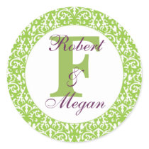 Damask Wedding Date Sticker