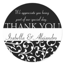 Damask Wedding Favour Stickers Thank You Message