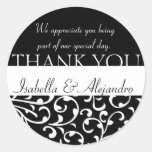 Damask Wedding Favour Stickers Thank You Message