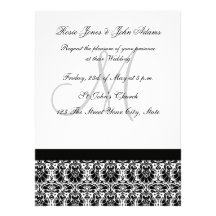 Damask Wedding Invitation black and white