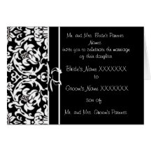 Damask Wedding Invitation - -Black and White Greeting Cards