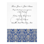 Damask Wedding Invitation Blue and white