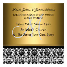 Damask Wedding Invitation Gold