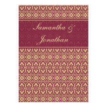 Damask Wedding Invitation - Rouge & Cream