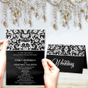 Damask Wedding Invitation - -Yellow Bow cards