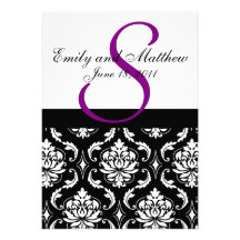 Damask Wedding Invitations Purple Draught   #3