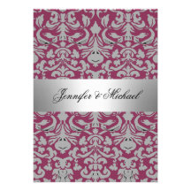 Damask Wedding Party Invitation Red
