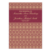Damask Wedding Program- Rouge & Cream Announcements