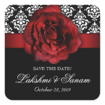 Damask Wedding Stickers Red Rose Christmas