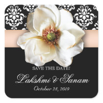 Damask Wedding Stickers White Rose