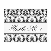 Damask Wedding Table Number Card White Black Postcard